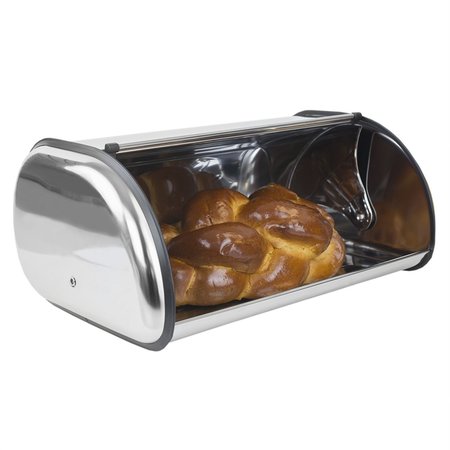 HOME BASICS RollTop Lid Stainless Steel Bread Box, Silver BB00085